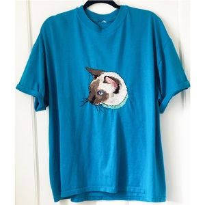 Vintage Needlepoint Cat T-shirt